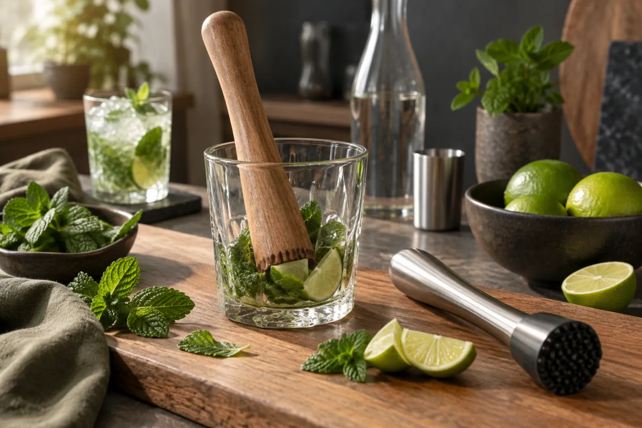 Två muddlers med mynta och lime