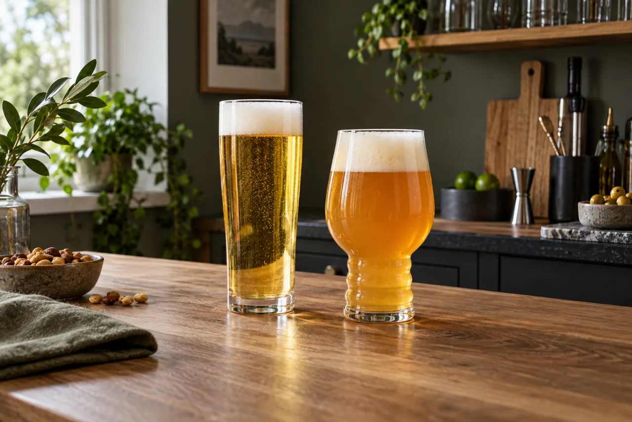 Rakt ölglas och kupat ölglas