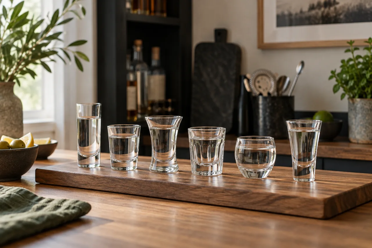 Små snapsglas i olika former