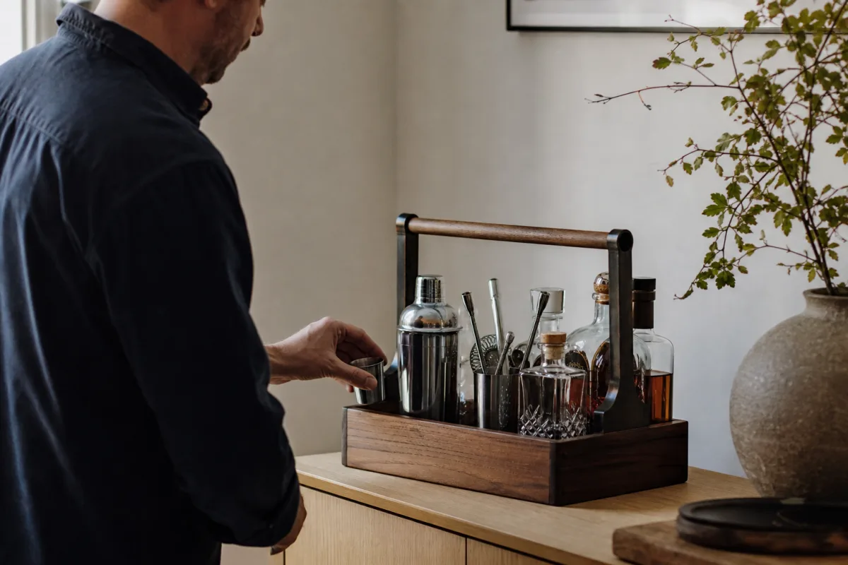 Barcaddy för hemmabar när varje centimeter räknas