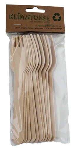 Engångsgafflar I Trä 16 Cm Pk. Á 12 Stk. *Klimatåsna*
