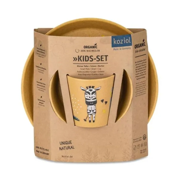 3 Set Zoo (Tallrik, Kopp Och Skål) (1 Set) - Trä