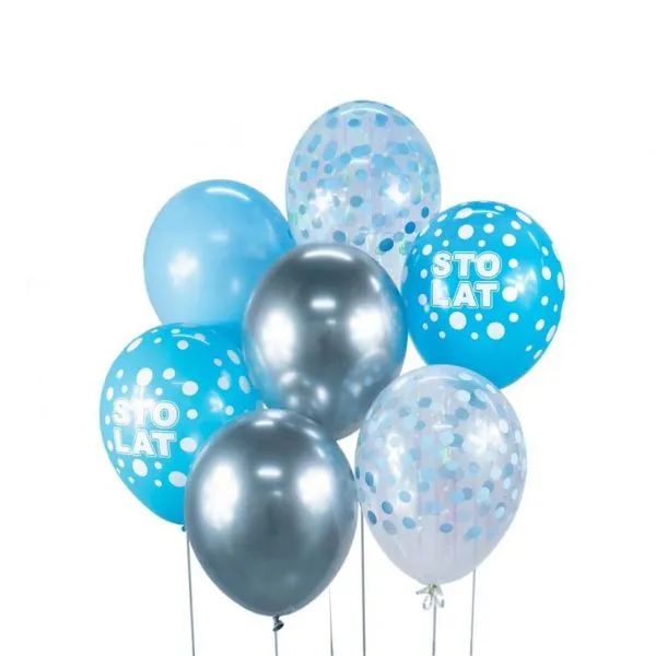 Ballongbukett - Silver Och Blå 7 St.