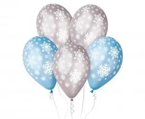 Ballonger "Snöflinga" Metallisk - 30 Cm / 5 St.