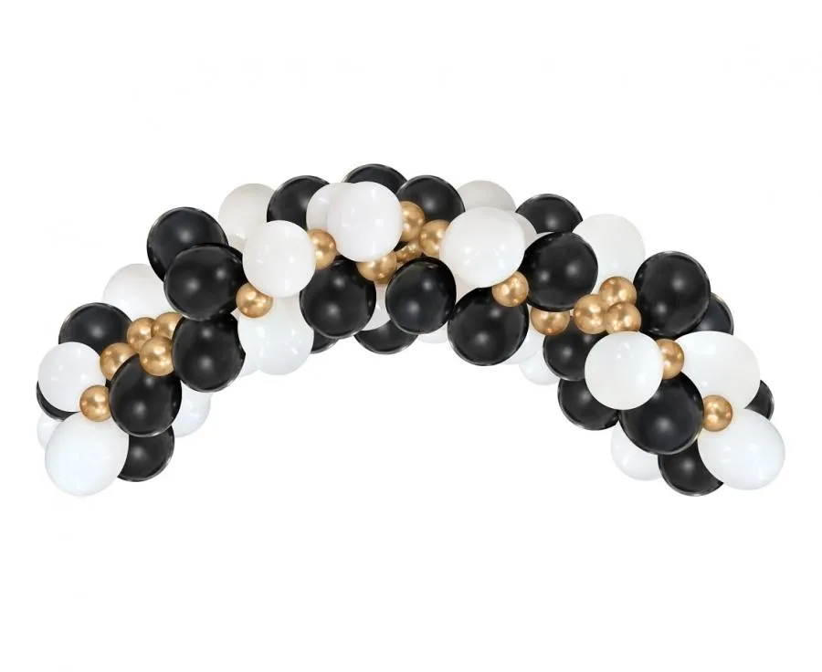 Ballongirlang - Vit Guld Och Svart 70 St