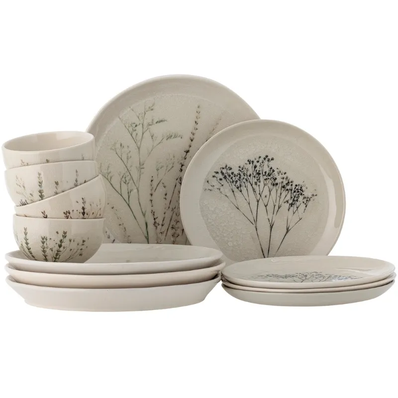 Bea Bordservice Set, Natur, Stengods 4 x 3 St.