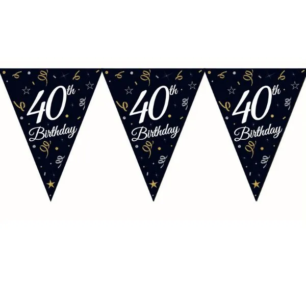 Beauty&Charm Pappersgirlang Med Flagga "40" 28 x 270 Cm