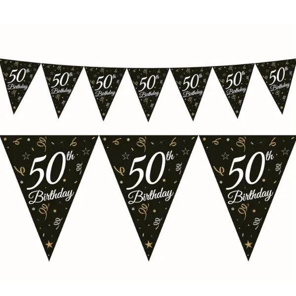 Beauty&Charm Pappersgirlang Med Flagga "50" 28 x 270 Cm