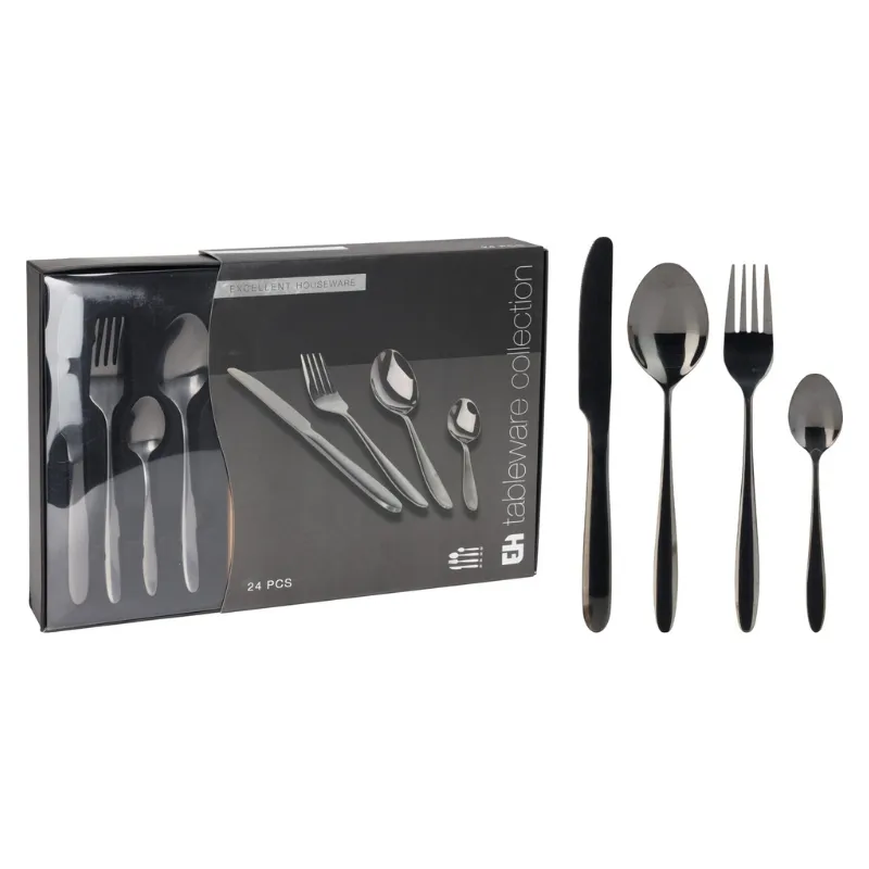 Bestickset 24 Delar Svart