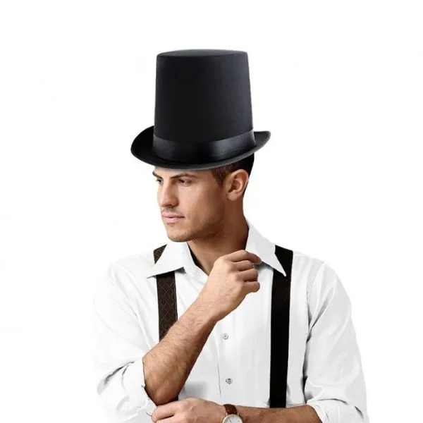 Cylinder "Gentleman" Hög Svart Slät - Storlek L