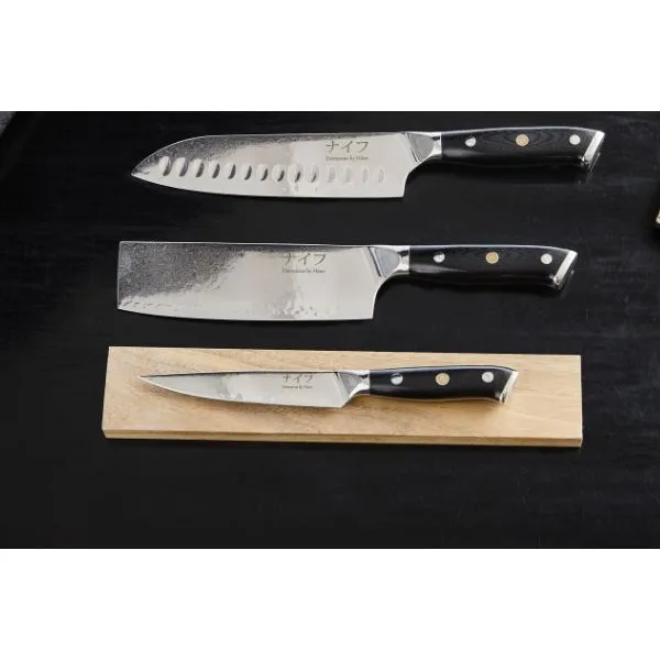 Damascus Av Hâws Santoku, Grönsaks- & Utilitykniv - 3 St.