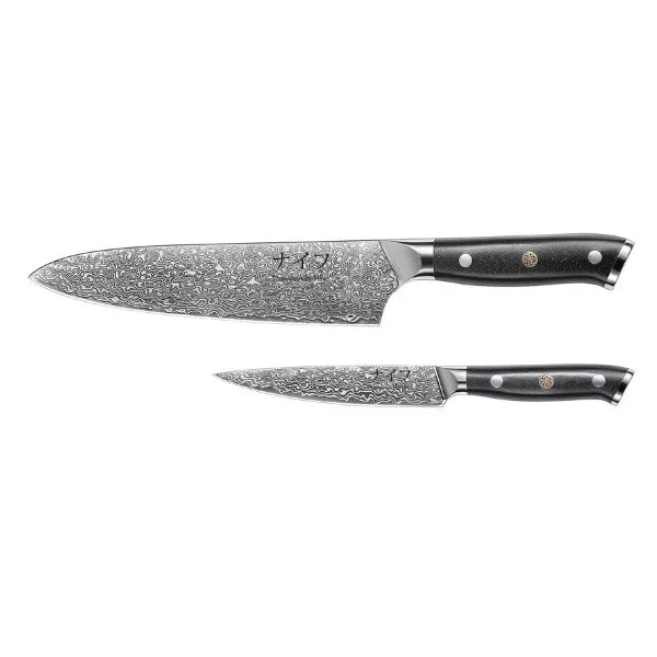 Damaskus Av Hâws Kockkniv 32 Cm + Utilitykniv 24 Cm G10