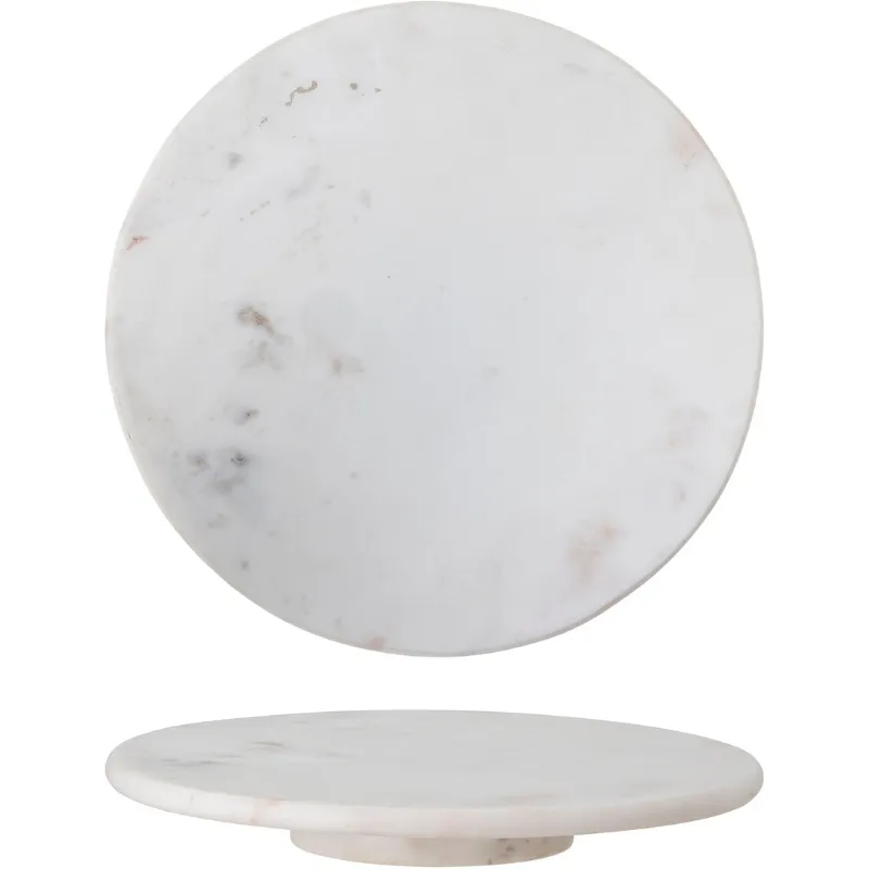 Ellin Fad På Drejefod, Hvid, Marmor
