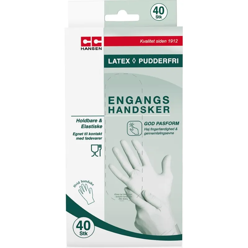 Engangshandsker | Latex | 40 Stk. | Cc Hansen