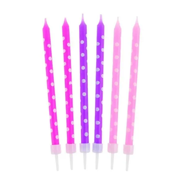 F06delsedagsljus Polka Dots Rosa/lila 24 St.