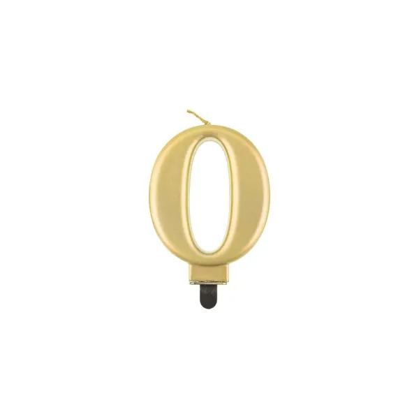 Födelsedagsljus Tal 0 Metalliskt Guld 8.0 Cm