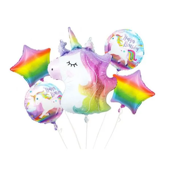Folieballong Enhörningsset 5 St.