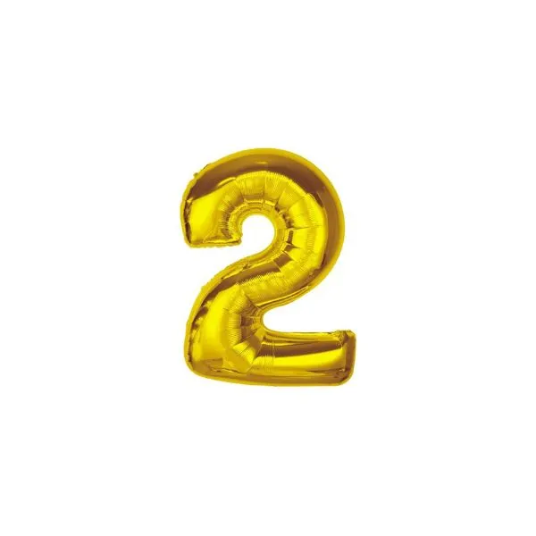 Folieballong Smart Nummer 2 Guld 92 Cm