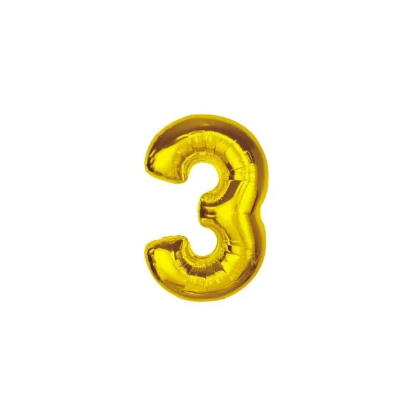 Folieballong Smart Nummer 3 Guld 92 Cm