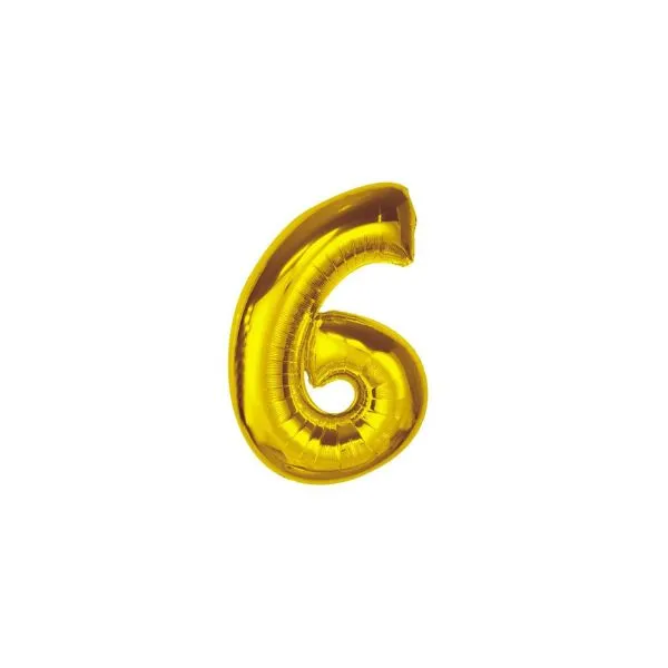 Folieballong Smart Nummer 6 Guld 92 Cm
