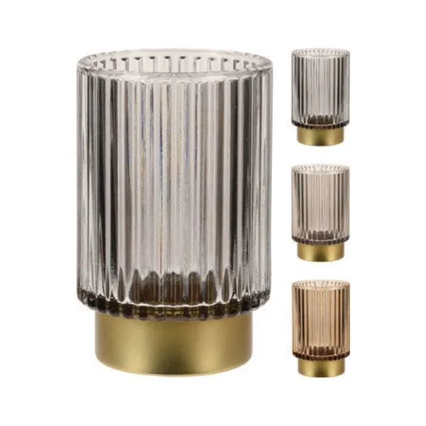 Glasvas Med Guldfot Ass. Str. Ø: 8 X 13 Cm.