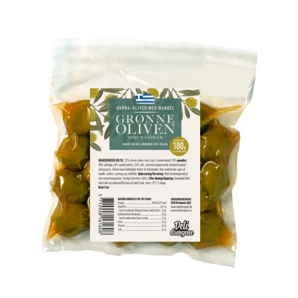 Gröna Oliver m. Mandlar 180g