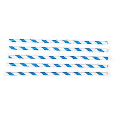 Sugrör Ø6x200 Mm Utan Böj Bionedbrytbar Papper Blårandig 500 St.