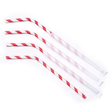 Sugrör Ø6x245 Mm m. Böjbar Biologiskt Nedbrytbar Pappersrandig 500 St.