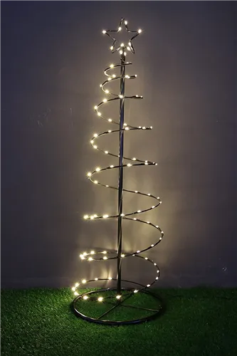 Julgran 145 Cm. Svart Med 80 Led Spiral. Metall Med Toppstjärna
