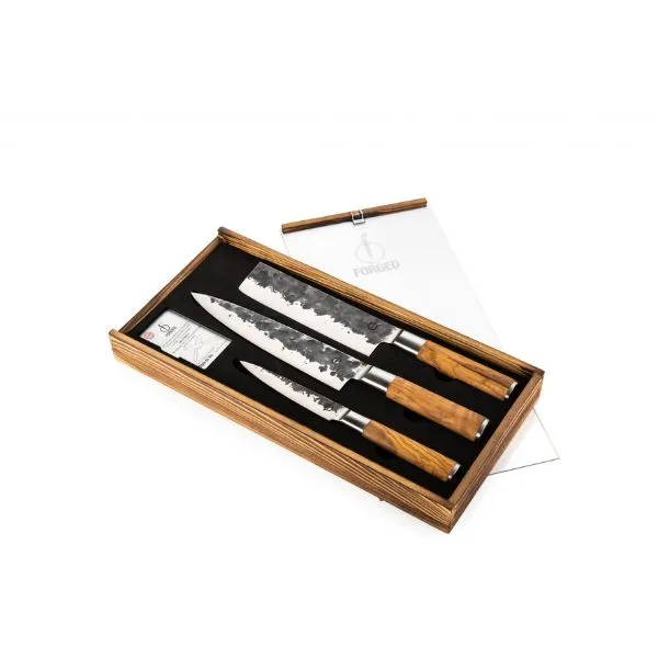 Knivar 3-del Smidd Oliv Sdv 20/18/13cm