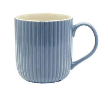 Krus Med Hank Riflet Blåstr. Ø.8,4 X 10 Cm. 350 Ml.