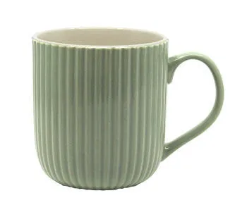 Krus Med Hank Riflet Grönstr. Ø.8,4 X 10 Cm. 350 Ml.