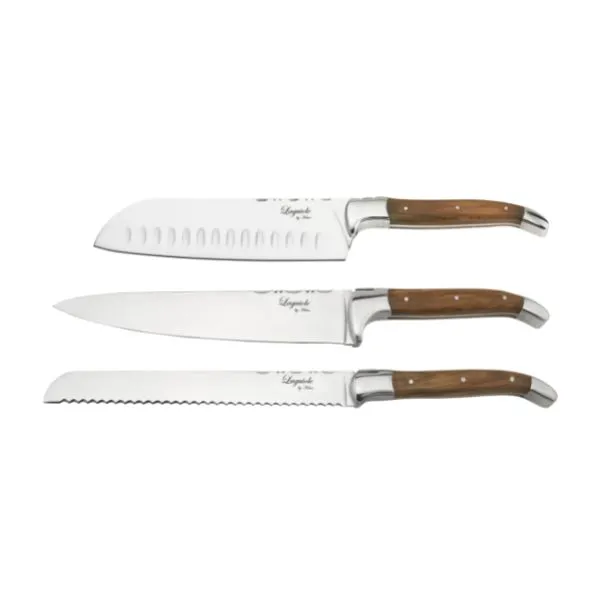 Laguiole By Hâws 3 Knives Set (Santoku + Chef + Bread Knife)