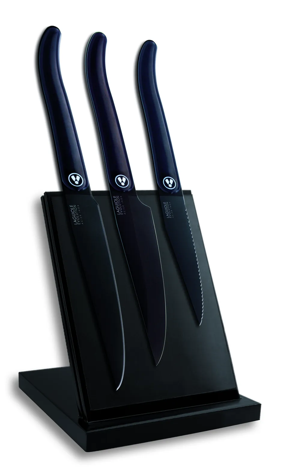 Laguiole Evolution Chef Magnetisk Träblock + 3 Knivar