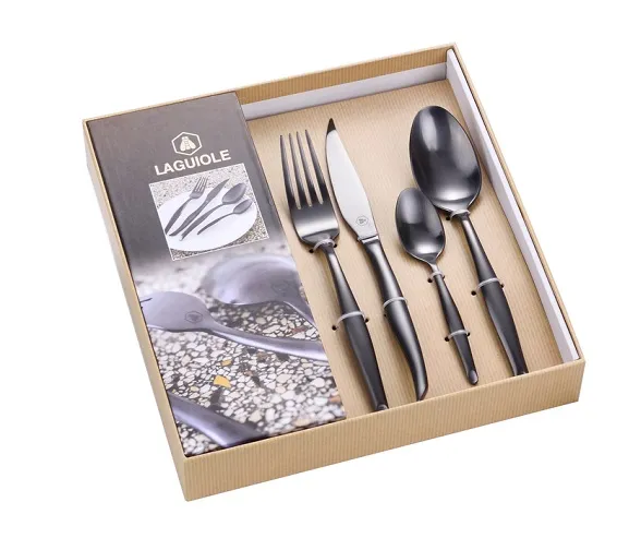 Laguiole Mat Sort Bestik 16 Dele