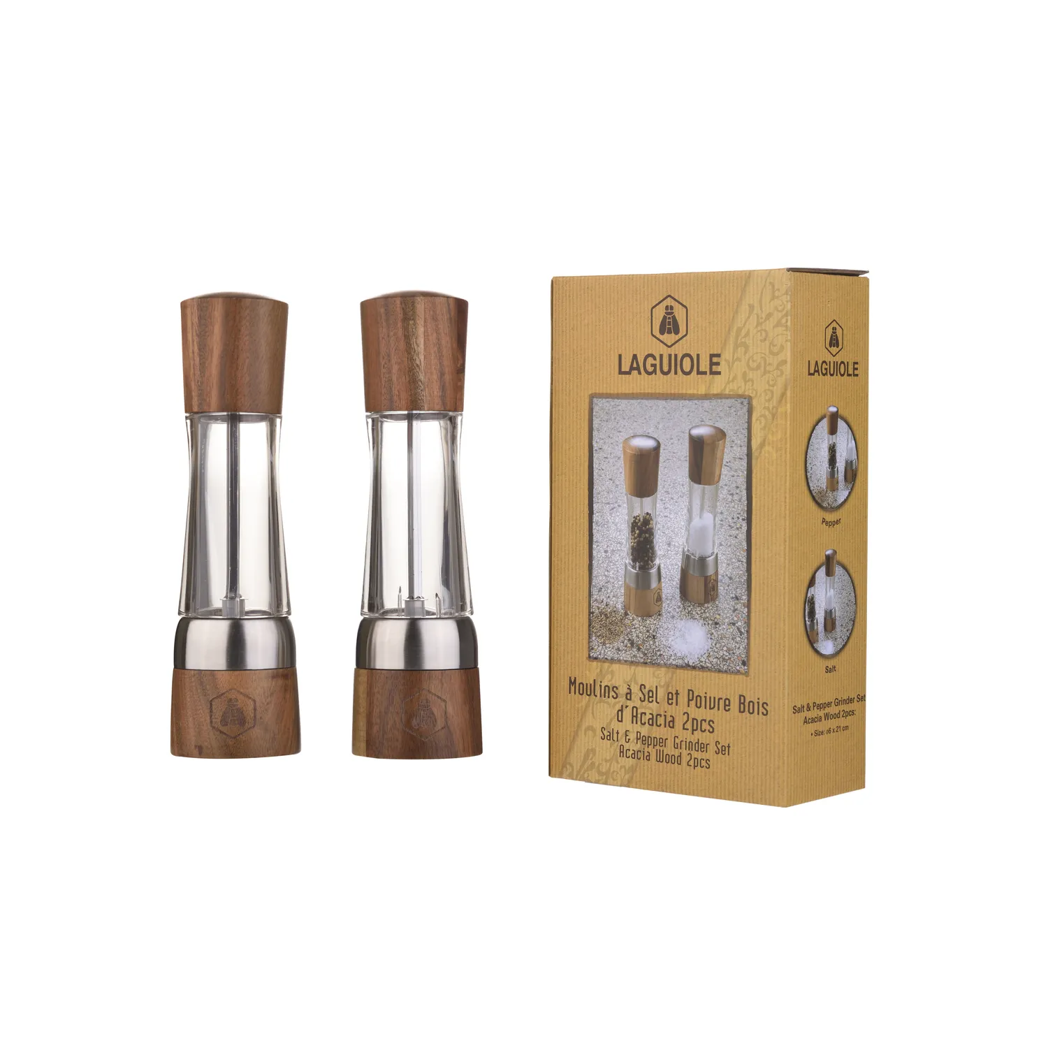 Laguiole Salt- Og Peberkværn Akacietræ Keramisk Sæt