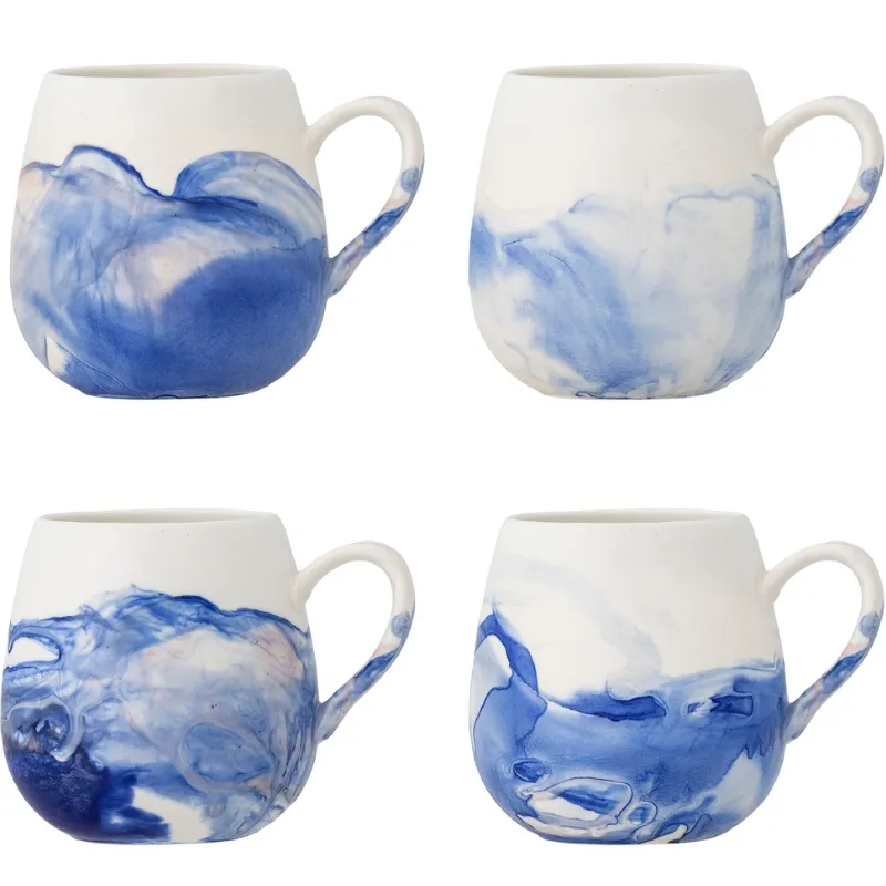 Lyra Huvud, Blå, Stengods 4 St.