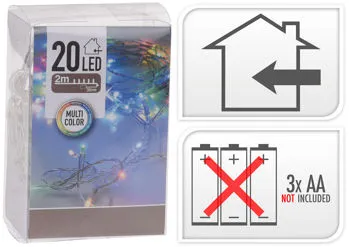 Lyskedja Dekorationsstake Led M/batteri O/ 20 Ljus Färgad