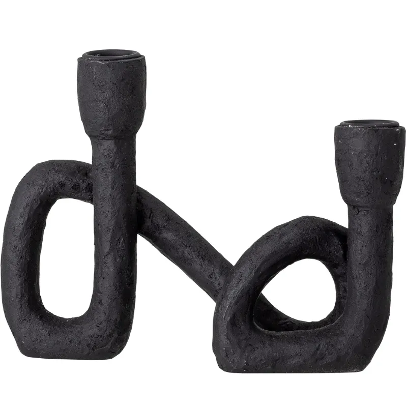 Mashel Ljusstake, Svart, Polyresin