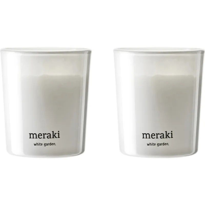 Meraki Doftljus, White Garden, Vit 2 St.