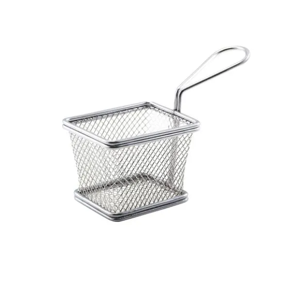 Mini Friturekorg För Servering Av Pommes Frites 10 X 8 X 7.5cm - Rostfritt Stål