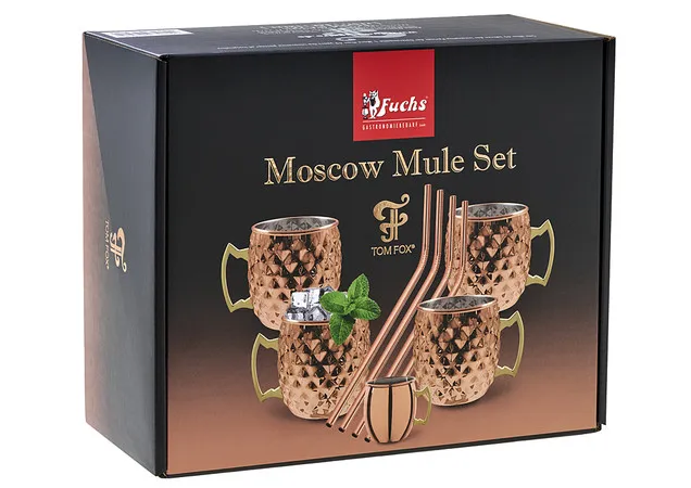 Moscow Mule Diamant Set m. Sugerør 450 Ml - Koppar