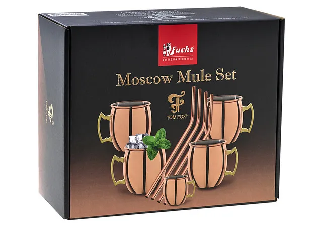 Moscow Mule Set m. Sugerør 450 Ml - Koppar