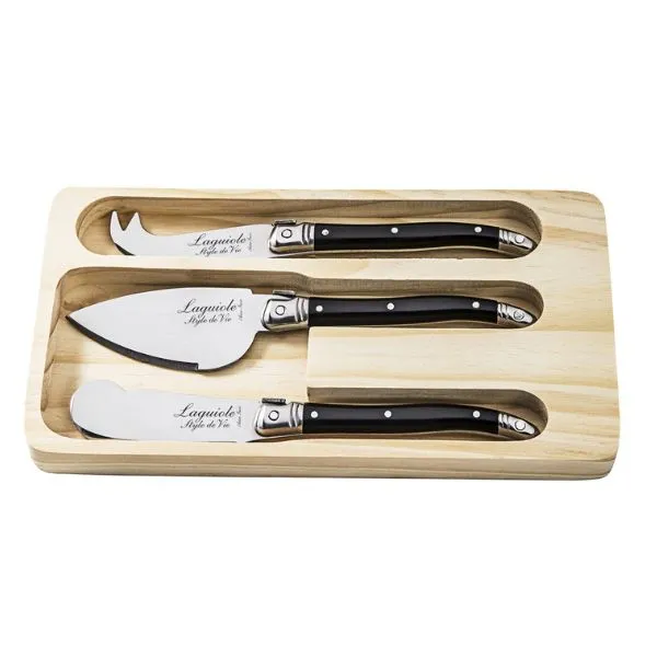 Ostknivar Laguiole Svart Sätt 3 Sdv