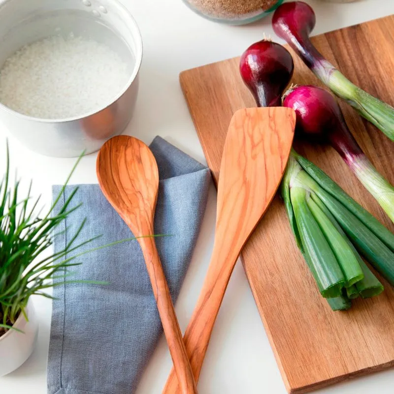 Palett Och Sked Set i Olivträ