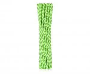 Papperssugrör Limegrön Chevron 6x197 Mm / 12 St