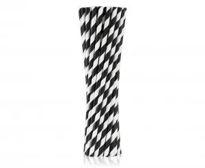 Papperssugrör Svarta Ränder 6x197 Mm / 250 St.