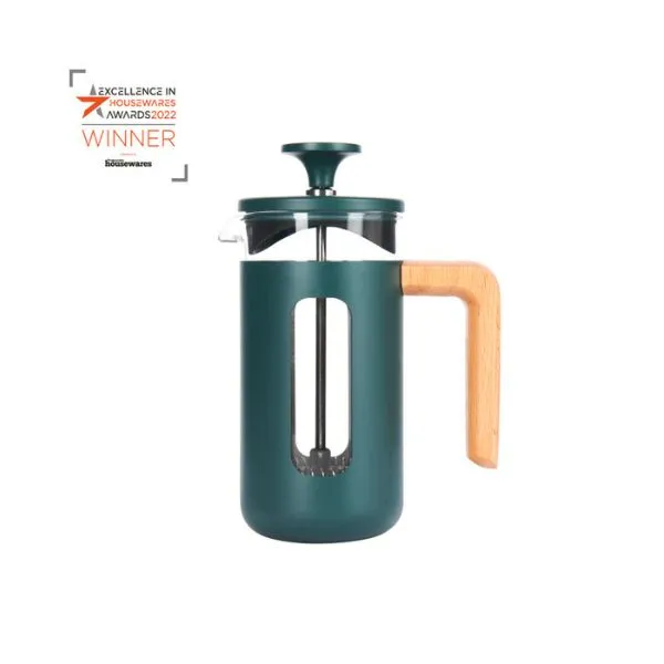 Pisa 3-kopps Stämpelkanna Grön Trähandtag La Cafetière