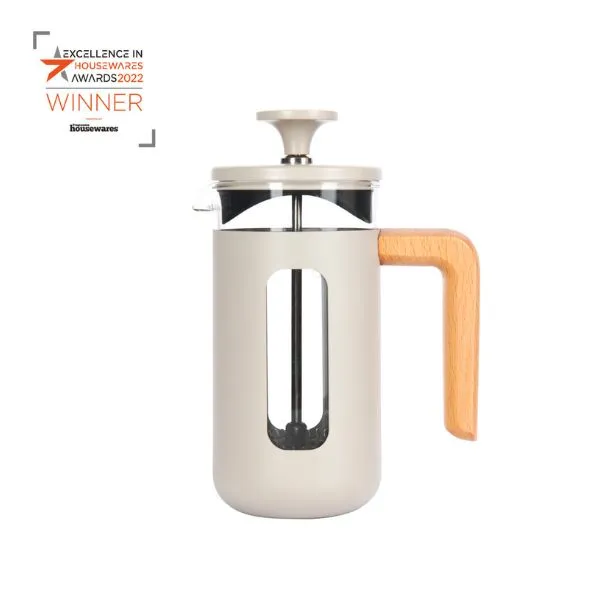 Pisa 3-kopps Stämpelkanna Latte Trähandtag La Cafetière