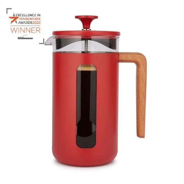 Pisa 8-koppar Stämpelkanna Med Rött Trähandtag Från La Cafetière